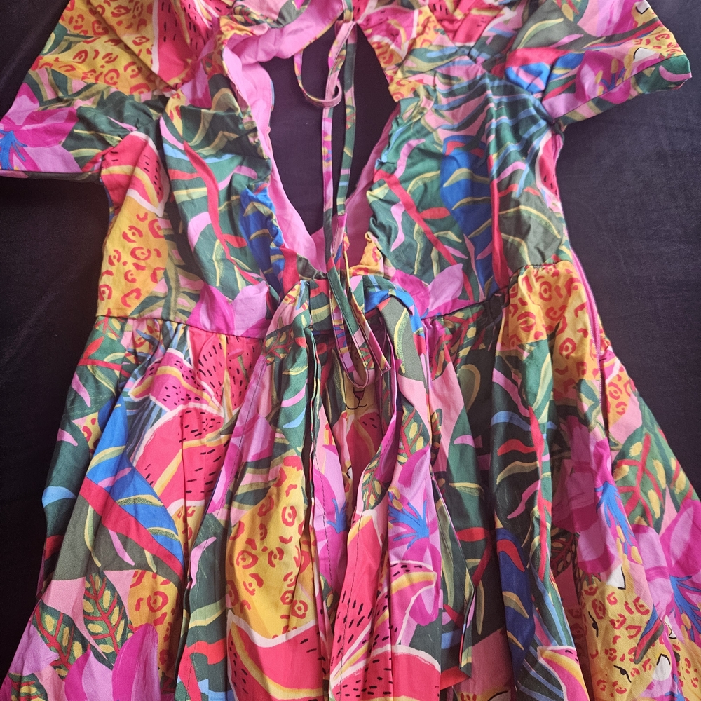 Women's Tropical print mini dress size large - Picture 7 of 9